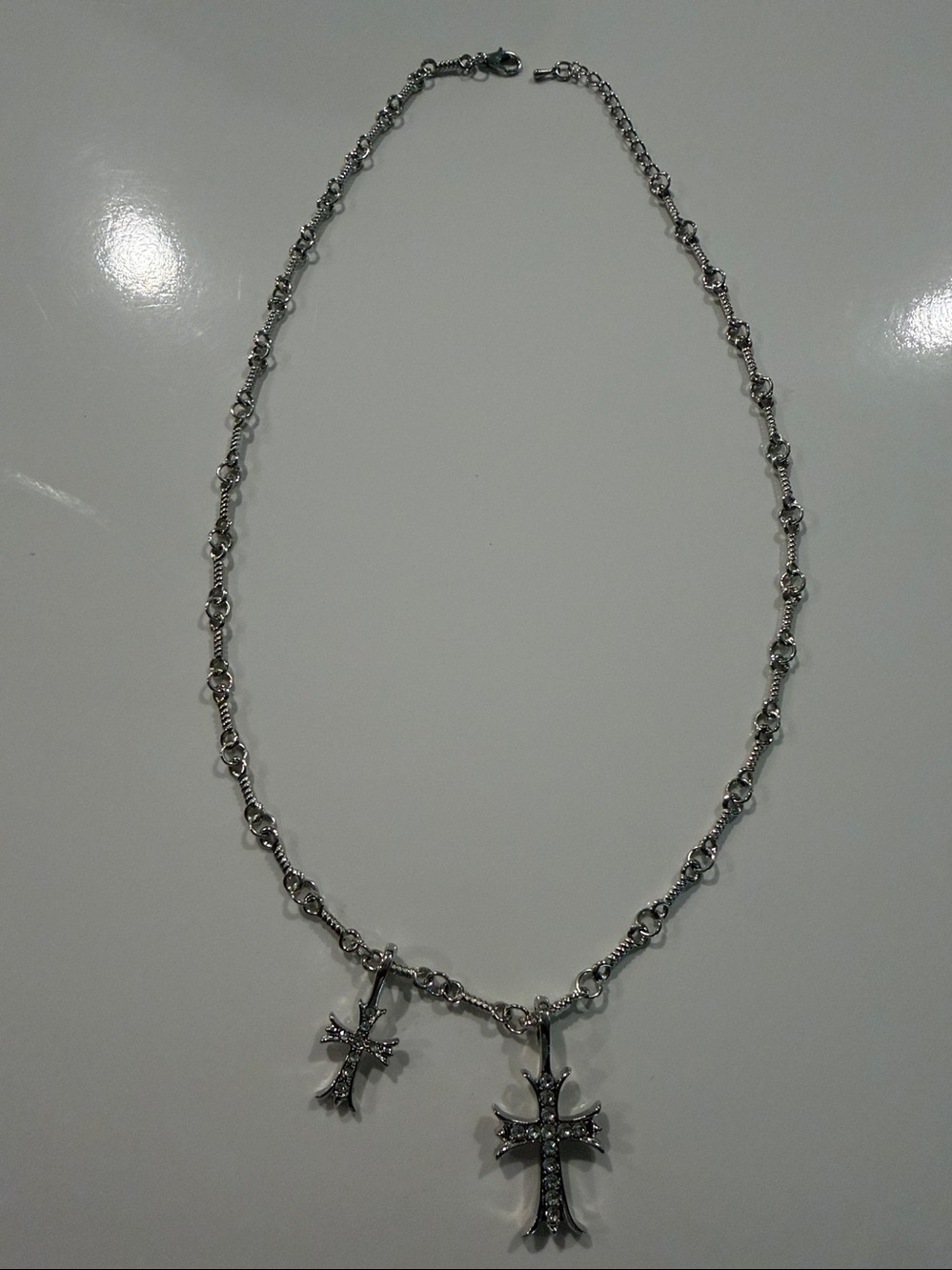 Dual Charm Cross Pendant Necklace 20” in length